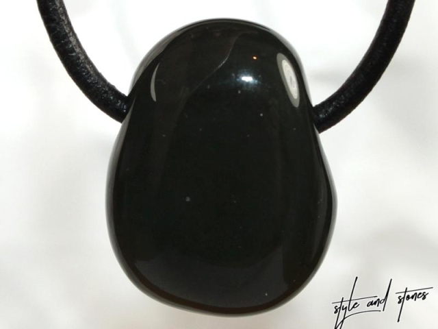 Rainbow obsidian on cord