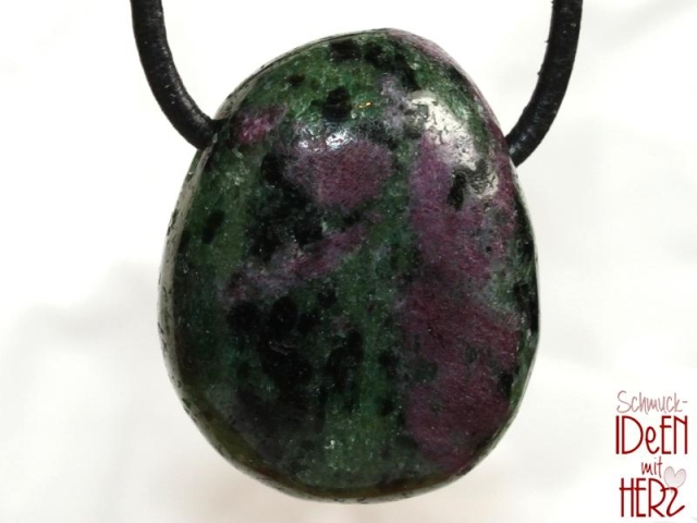 Ruby in zoisite on cord