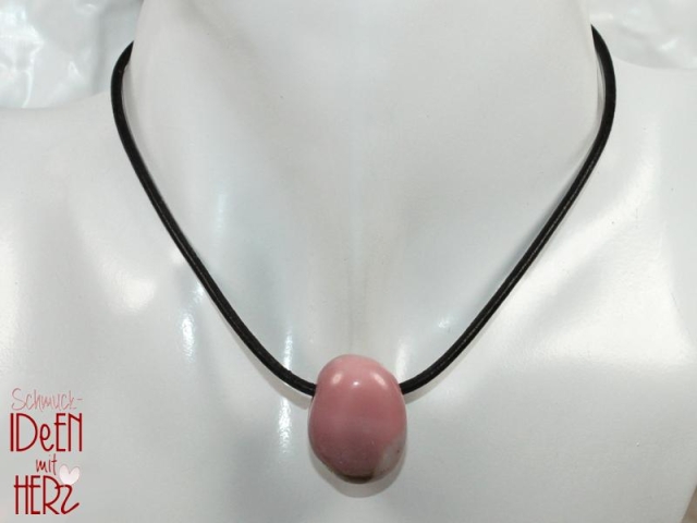 Pink opal on cord