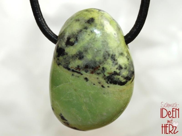 Chrysoprase on cord