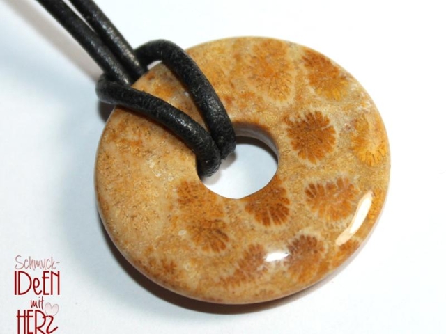 Fossilized coral on cord