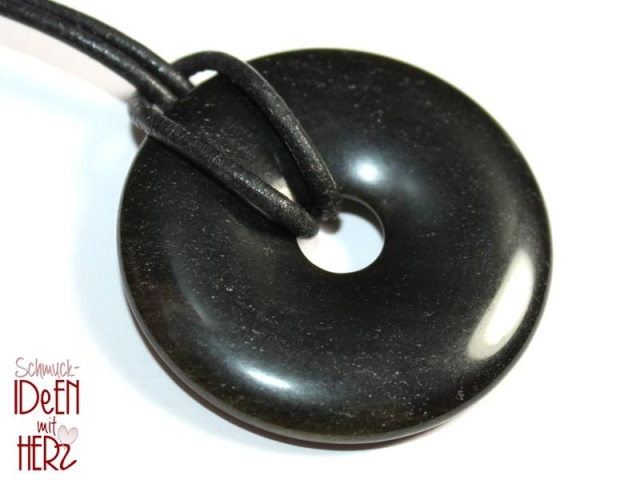 Gold obsidian on cord