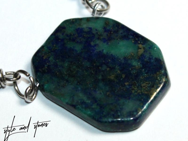 Chrysocolla lapis on cord