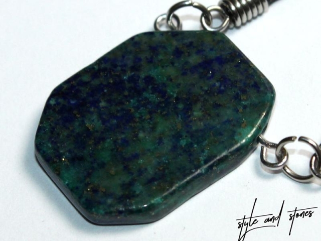 Chrysocolla lapis on cord