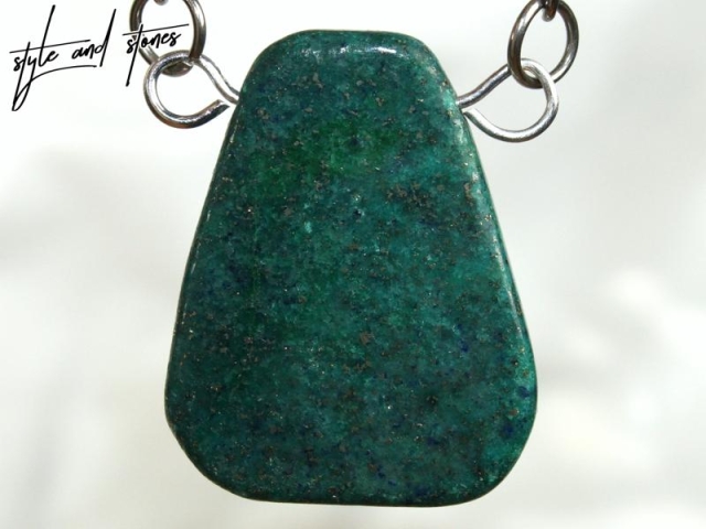 Chrysocolla lapis on cord