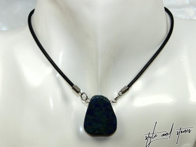 Chrysocolla lapis on cord