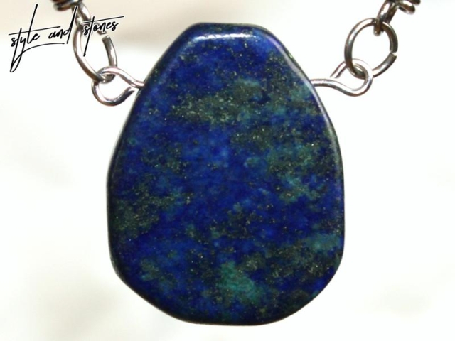 Chrysocolla lapis on cord