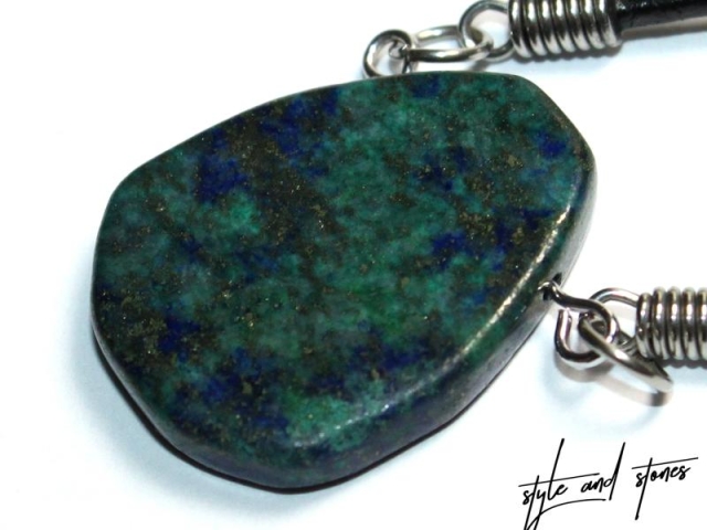 Chrysocolla lapis on cord