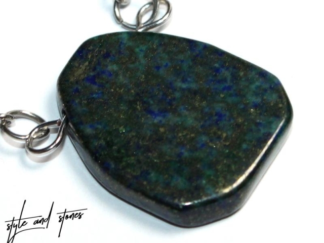 Chrysocolla lapis on cord