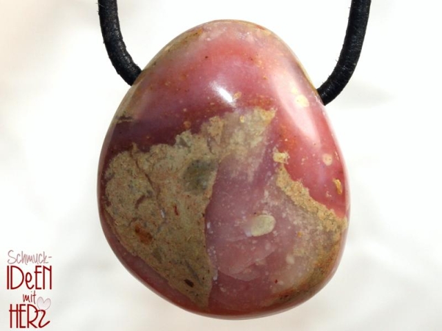 Pink opal on cord