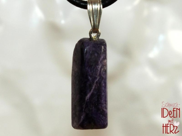 Charoite on cord - f.e. leather cord (necklace)