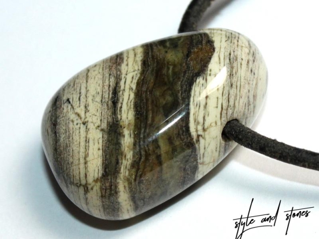 Silverleaf jasper on cord