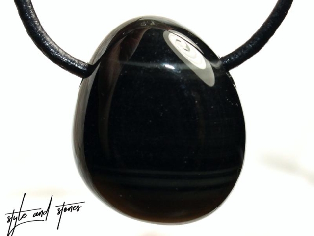 Rainbow obsidian on cord