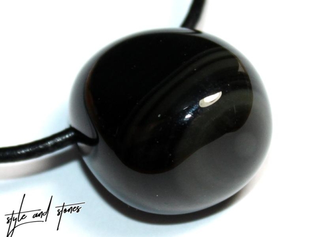 Rainbow obsidian on cord