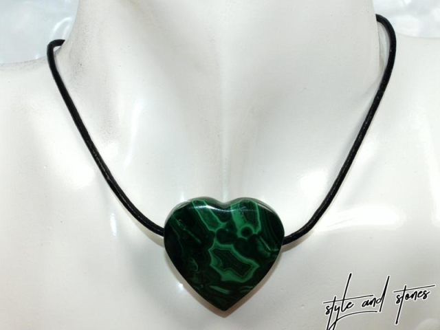 Malachite on cord