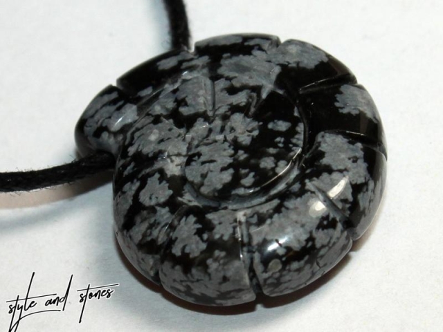 Snowflake obsidian on cord