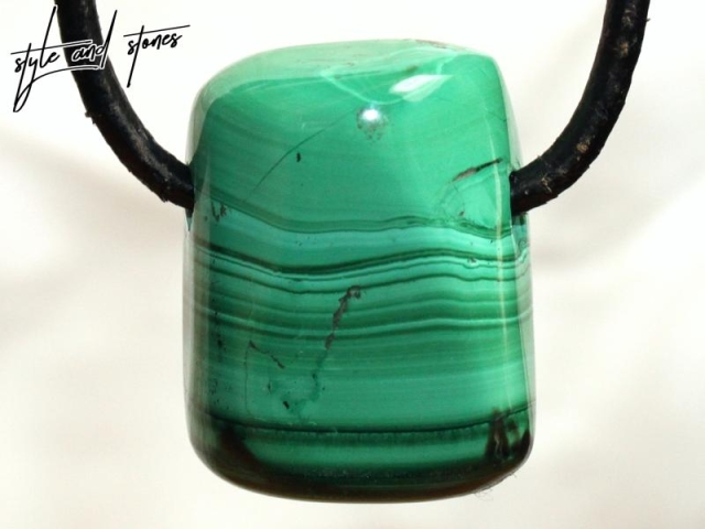 Malachite on cord