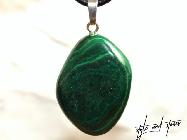 Malachite on cord