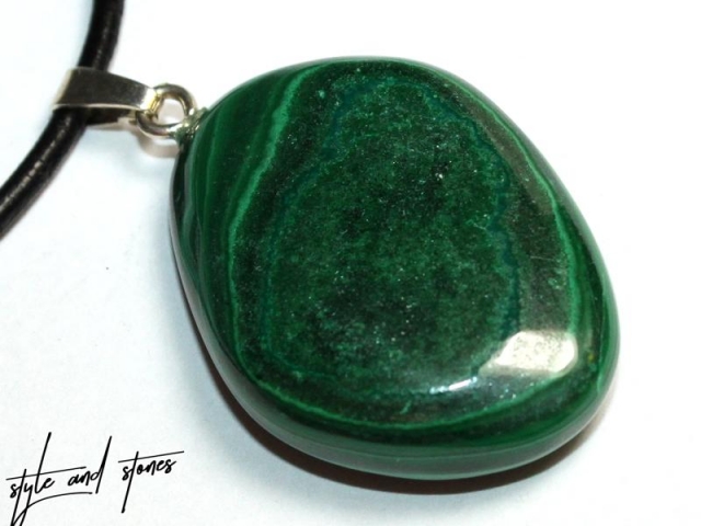 Malachite on cord