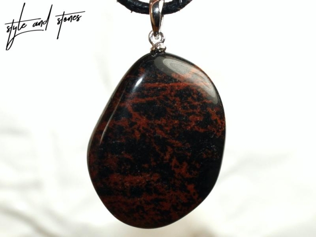 Mahogany obsidian on cord