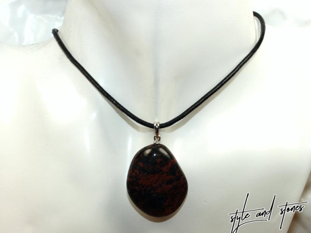 Mahogany obsidian on cord