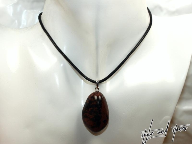 Mahogany obsidian on cord