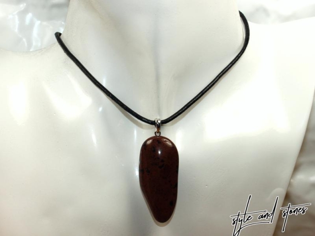 Mahogany obsidian on cord