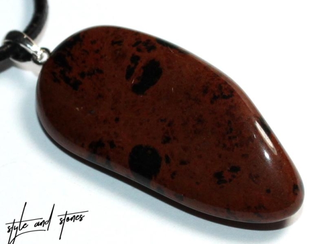 Mahogany obsidian on cord