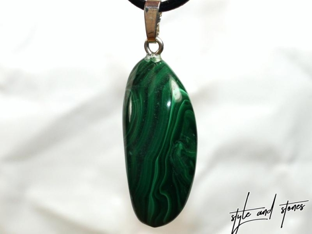 Malachite on cord