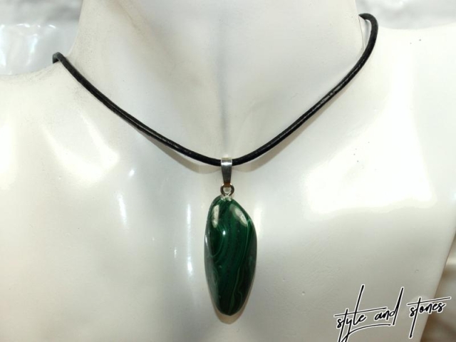 Malachite on cord