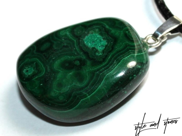 Malachite on cord