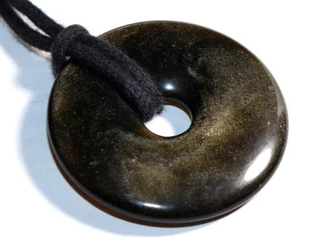 Gold obsidian on cord