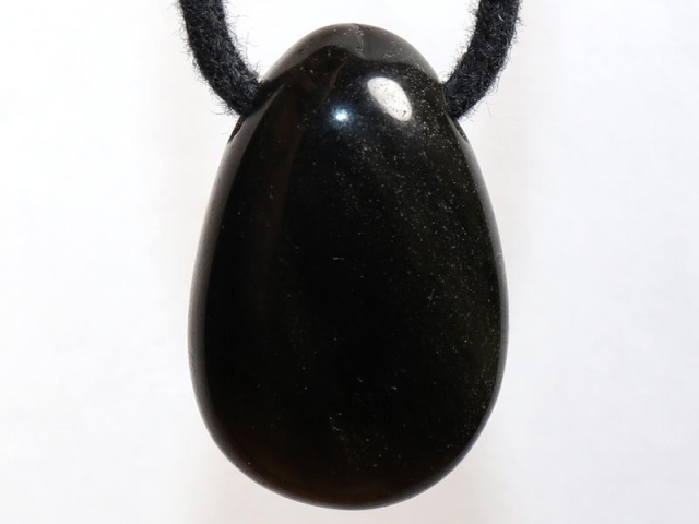 Gold obsidian on cord