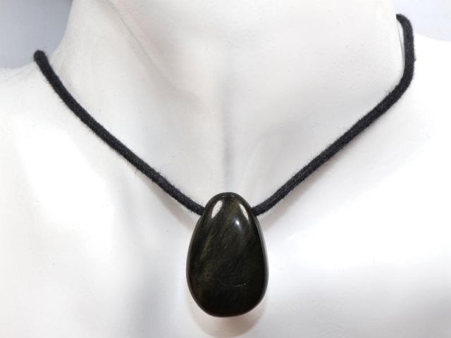 Gold obsidian on cord