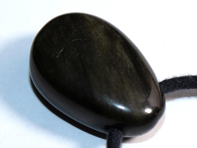 Gold obsidian on cord