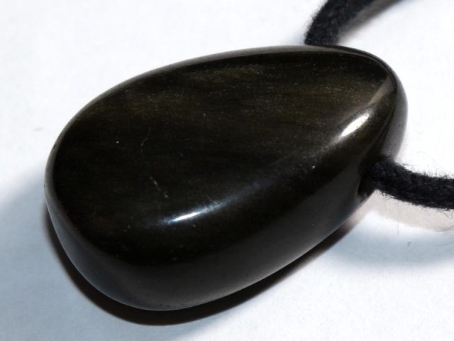 Gold obsidian on cord