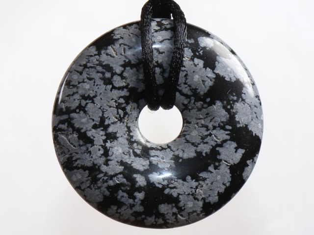 Snowflake obsidian on cord