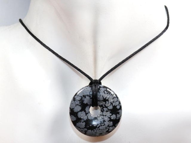 Snowflake obsidian on cord