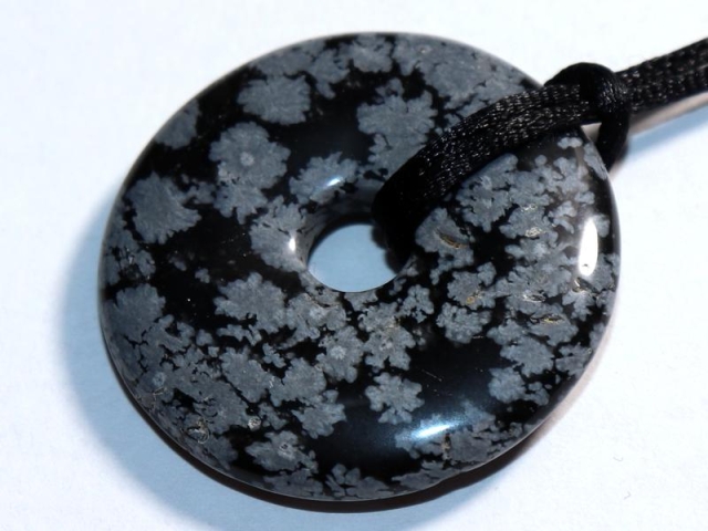 Snowflake obsidian on cord