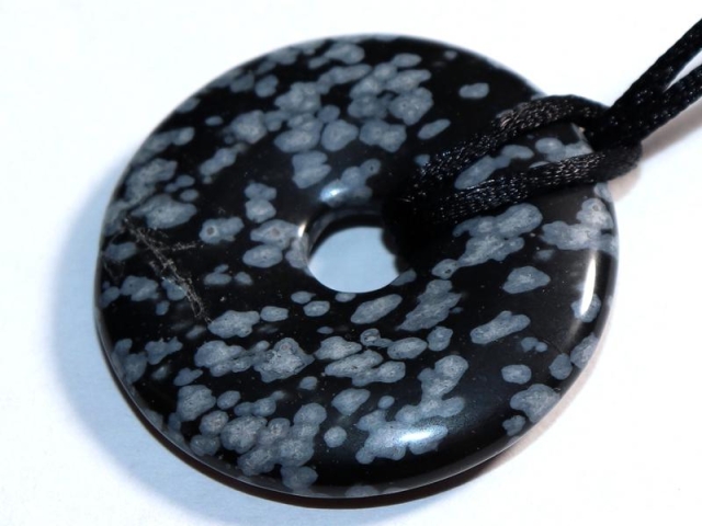 Snowflake obsidian on cord