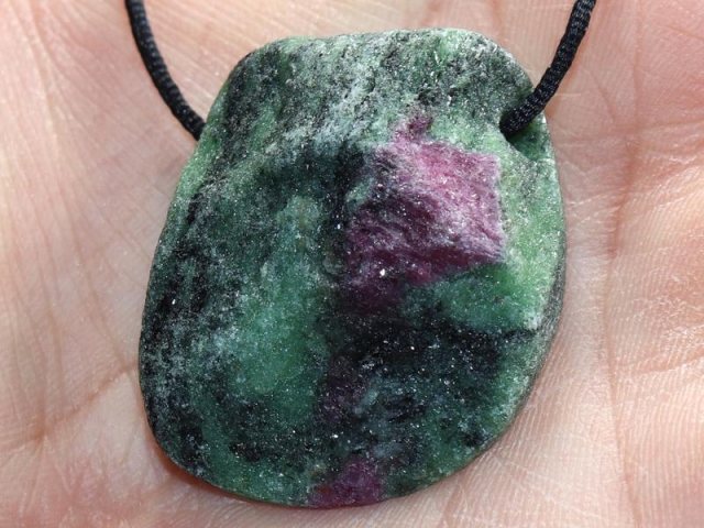 Ruby in zoisite on cord