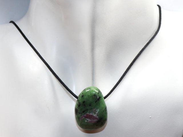 Ruby in zoisite on cord