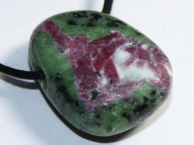 Ruby in zoisite on cord