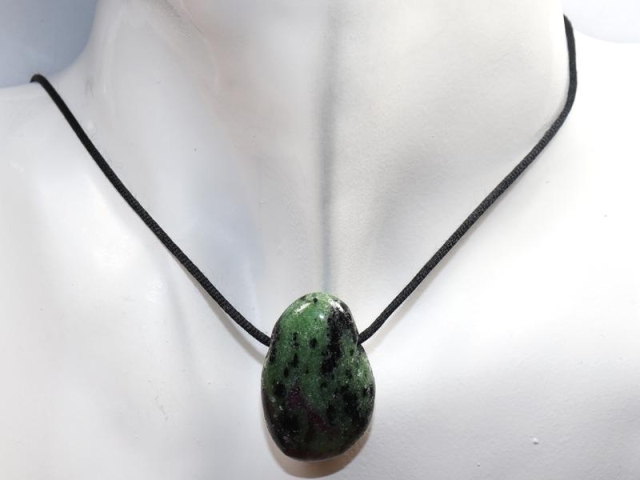 Ruby in zoisite on cord