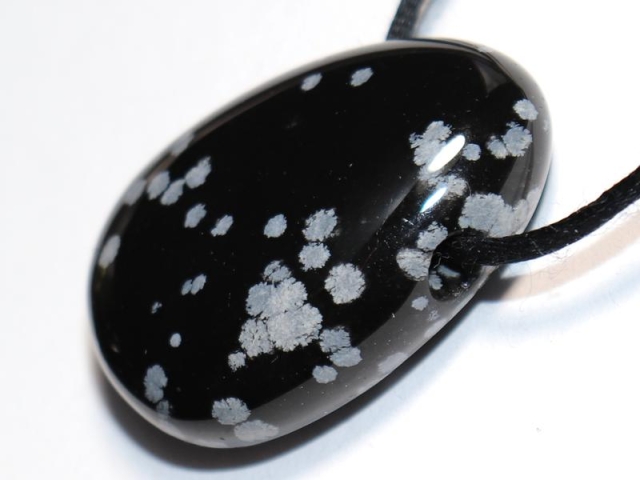 Snowflake obsidian on cord