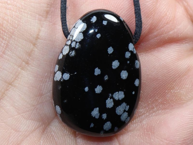 Snowflake obsidian on cord