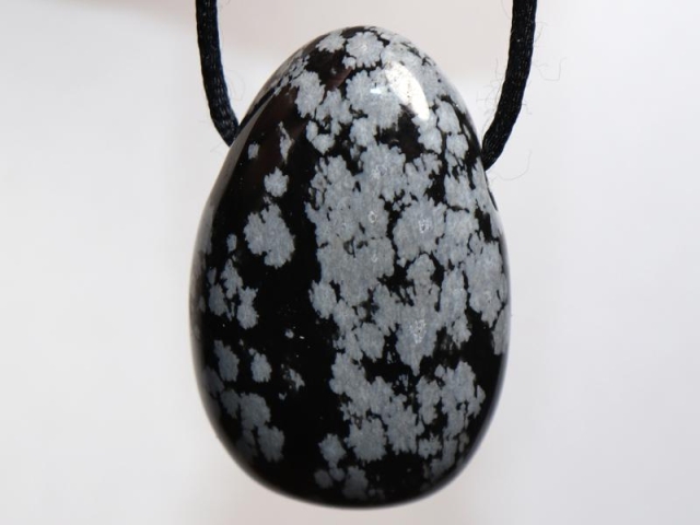 Snowflake obsidian on cord