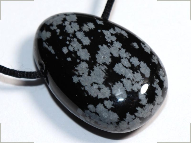 Snowflake obsidian on cord