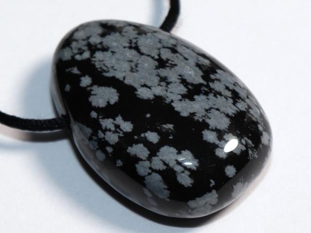 Snowflake obsidian on cord