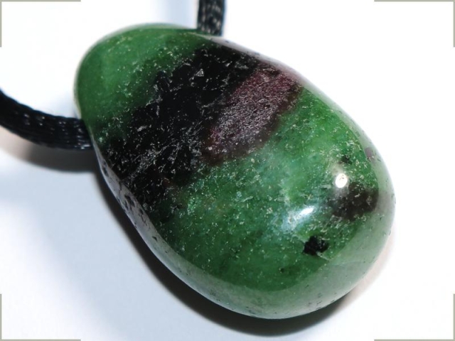 Ruby in zoisite on cord